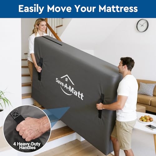 Queen Size Mattress Moving Bag - Heavy-Duty, Water-Resistant, Reusable with Zipper & Handles