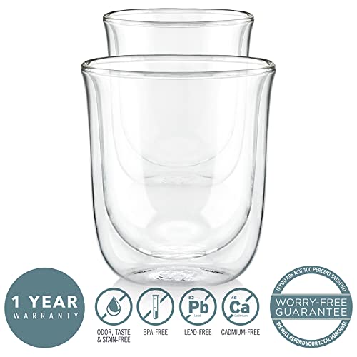 Double-Walled Insulated Glass Cups - 6 oz Borosilicate Set of Two