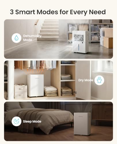 Ozeeco 34 Pint dehumidifier for up to 2500 sq.ft. Quiet Bedroom & Basement Use