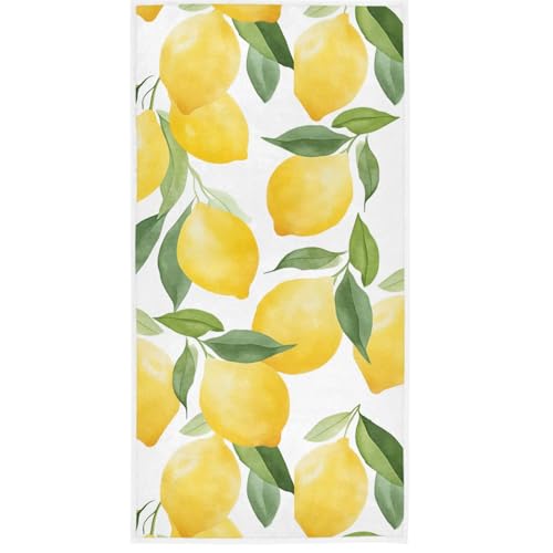 Lemon Print Hand Towel 16x30, Soft Absorbent Kitchen & Bathroom Towel