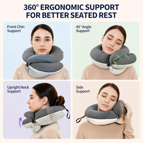BUYUE Memory Foam Travel Neck Pillow - 360° Support Flight Kit