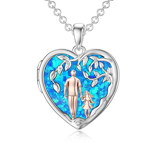 PROESS Father Daughter Necklace Sterling Silver Abalone Shell & Blue Opal Variation 02-04