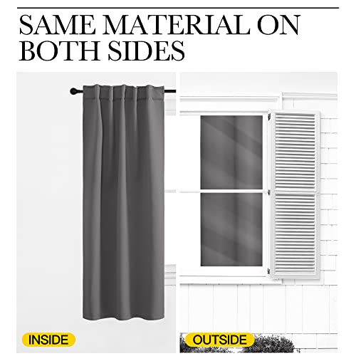 NICETOWN Blackout Curtain Panels for Living Room - (Grey Color) 52x54 inch, 2 Panels Set, Room Darkening Blackout Drapes for Window