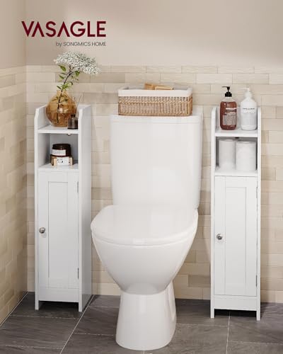 Narrow Bathroom Storage Floor Cabinet with Door & Adjustable Shelves