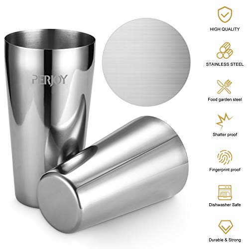 Perjoy 16-Piece Stainless Steel Cocktail Shaker Set with Bar Tools, Boston Shaker, Jigger & Muddler
