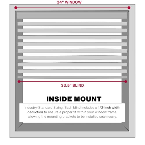 2-Inch Embossed Cordless Faux Wood Window Blind, 34" x 60", Bright White