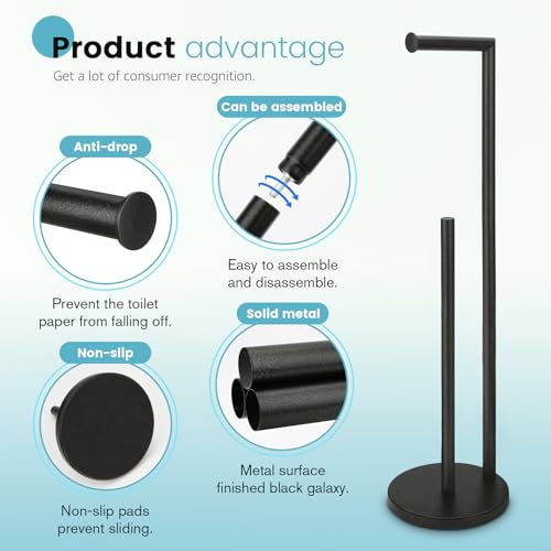 Freestanding Toilet Paper Holder Stand - Rustproof Metal Bathroom Storage
