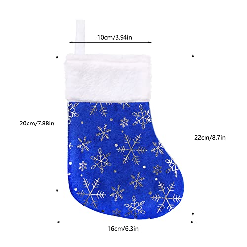 CCINEE Blue & Silver Snowflake Christmas Stockings 12pcs 9" Velvet Cuff 8.26 x 21cm — Holiday Gift Ribbon
