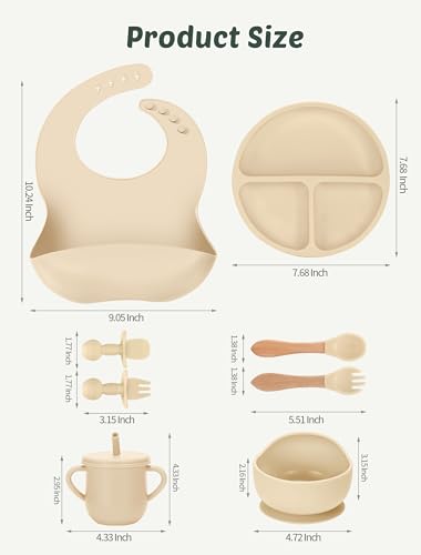 24-Piece Silicone Baby Feeding Set with Suction Plates and Bibs