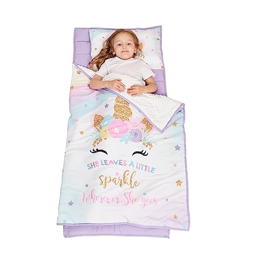 Extra Large Toddler Nap Mat with Pillow and Blanket for Preschool and Daycare