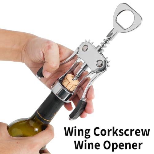 TKSDWBLTY 10-Pack Stainless Steel Wing Corkscrew Wine Openers with Bottle Opener