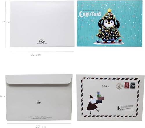 Set of 3 Christmas Advent Calendar Greeting Cards with Envelopes, 24 Daily Surprises