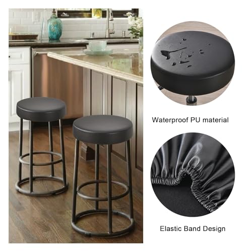 Waterproof Bar Stool Covers Set of 2 - Round Slipcovers for 12-15 Inch Chairs
