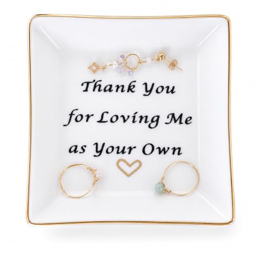 Mother in Law Stepmom Gift Ceramic Ring Dish with Heartfelt Message, Jewelry Organizer