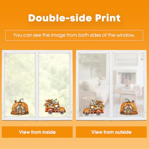 36 PCS Fall Window Cling Stickers - Scarecrow, Sunflower & Pumpkin Decor