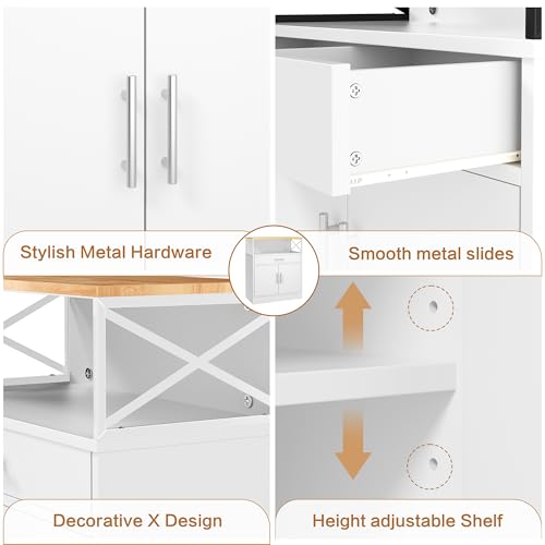Modern Farmhouse Kitchen Buffet Cabinet with Drawer and Adjustable Shelves