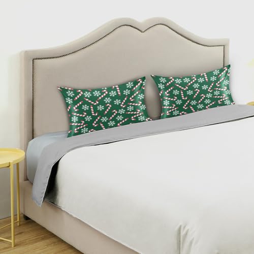 Dalzium Christmas Satin Pillowcase for Hair & Skin - Candy Canes Snowflakes, Standard 20x26