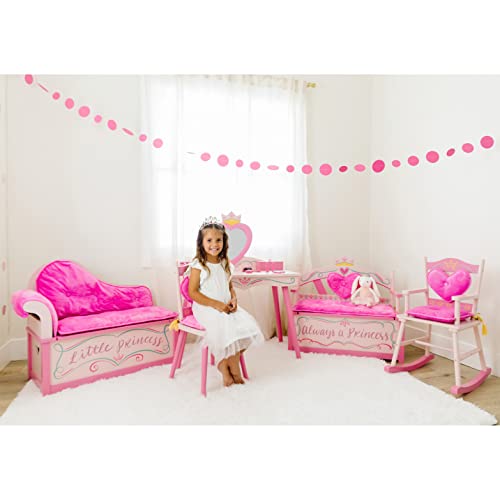 Kids Wooden Vanity and Chair Set with Mirror and Jewelry Storage - Pink
