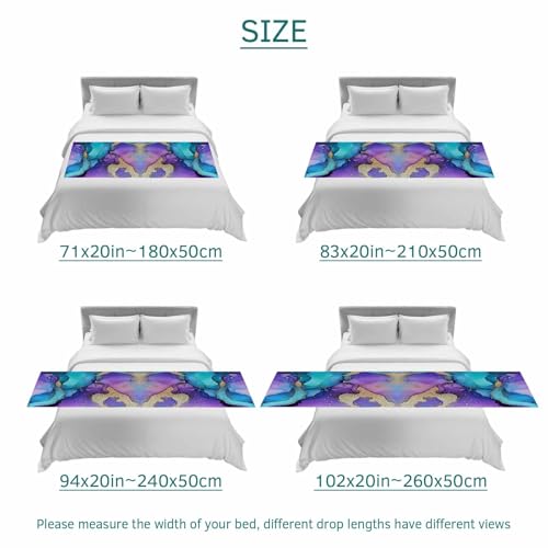 Purple Gold Marble Satin Bed Runner for King Size Bed (94x20 Inch)