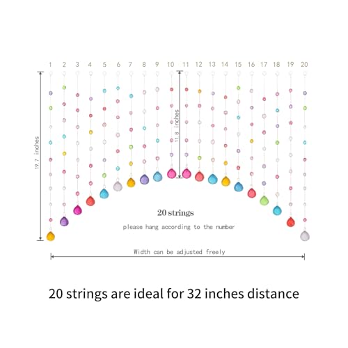 Multicolor Crystal Beaded Curtain, Rainbow Acrylic Room Divider (20 Strings)