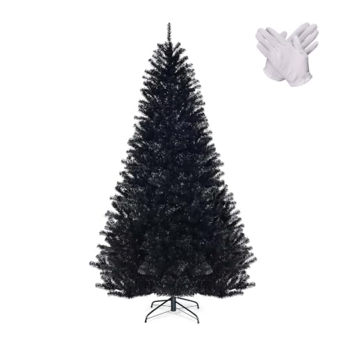8FT Black Christmas Tree with Hinged Branches - Halloween & Holiday Decor - Variation: 7ft 10in