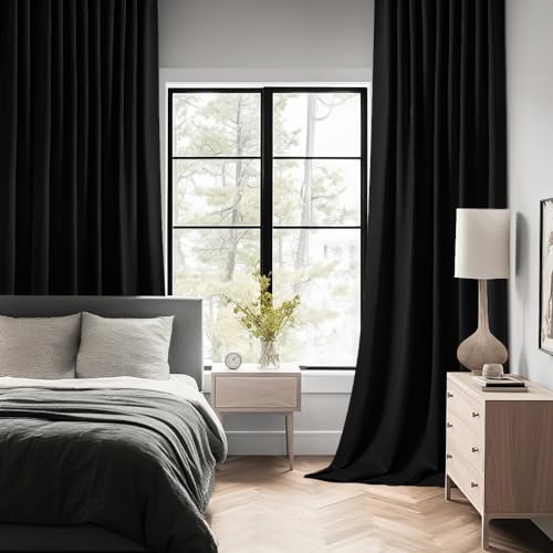 Thermal Blackout Curtains 52 x 96 Inch - Room Darkening Drapes (Set of 2)