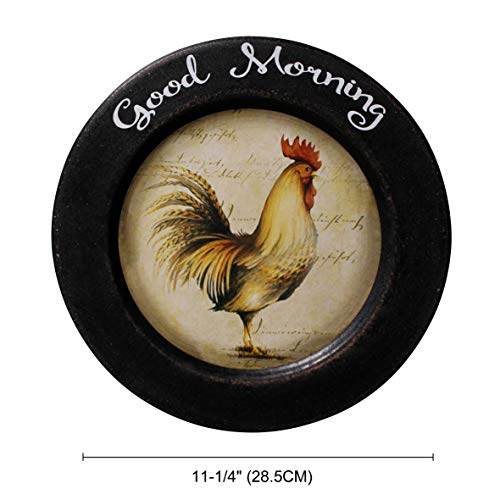 Rustic Rooster Decorative Wooden Plate, 11-1/4 Inch Distressed Farmhouse Art