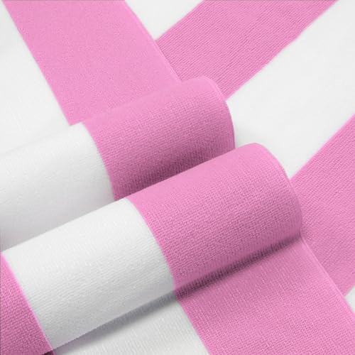 Oversized Microfiber Beach Towel 35x70 Inch, Pink Striped Quick Dry Pool Towel
