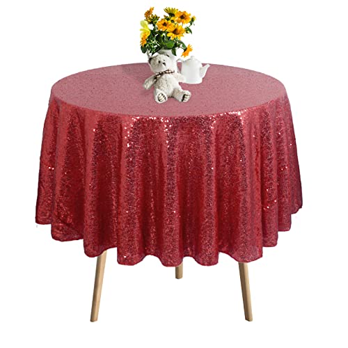 DUOBAO 60 Inch Red Sequin Tablecloth - Elegant Wedding & Christmas Decor