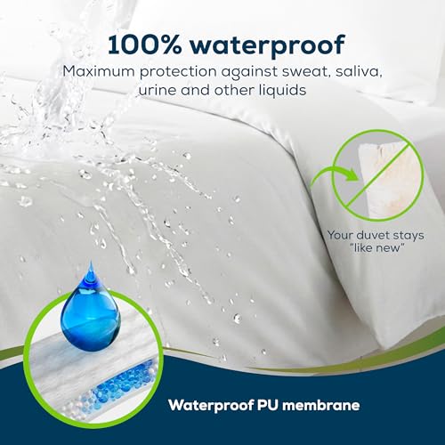 Waterproof Duvet Cover with Zipper - Full/Queen Size, White