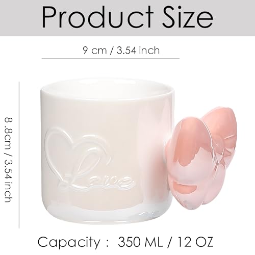 Disoza Pink Bow Coffee Mug 12 OZ Ceramic Cute Coquette Tea Cup for Women & Girls - Variation #B