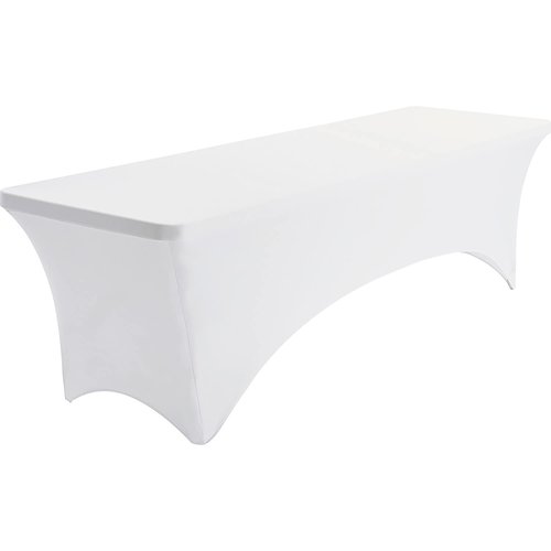 Iceberg iGear Stretch Fabric Rectangular Table Cover, 8’ L, Poly Spandex, Indoor/Outdoor, White