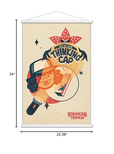 Trends International Netflix Stranger Things: Season 4 - Animated Thinking Cap Wall Poster, 22.375" x 34", Premium Print and White Hanger Bundle