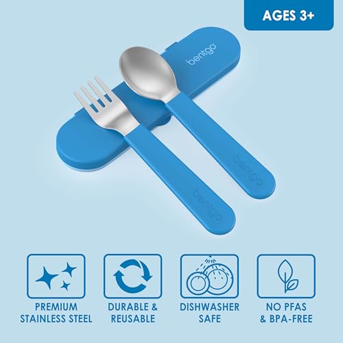Bentgo Kids Stainless Steel Utensil Set with Storage Case - Blue