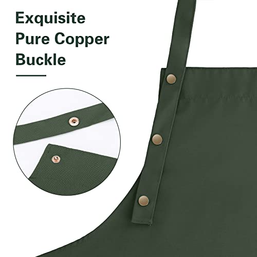 Waterproof Canvas Kitchen Apron with Pockets - Adjustable Bib for Cooking