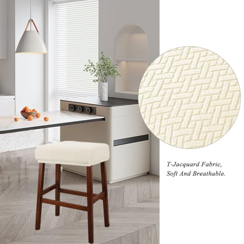 Rectangular Stool Covers Set of 4, Stretch Washable Beige Slipcovers