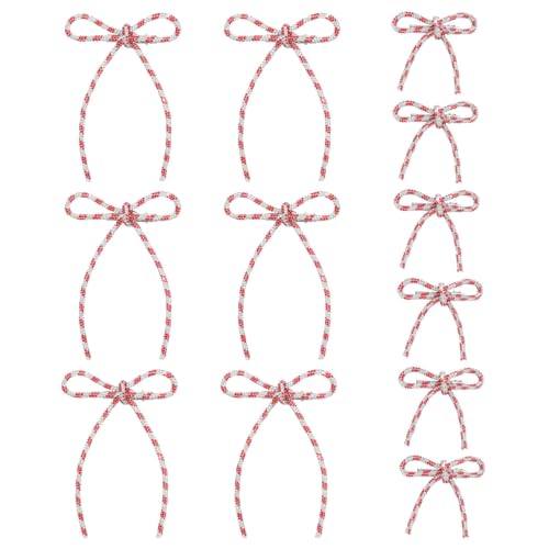 Didiseaon 12 Pack Christmas Red & White Rhinestone Bow Ornaments with Clips