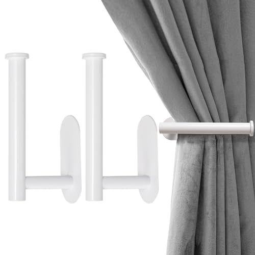 2 Pack Adhesive Curtain Holdbacks, No Drill Stainless Steel Tie Backs