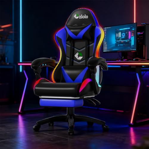 Ergonomic RGB Gaming Chair with Lumbar Massager, Footrest, and Recliner