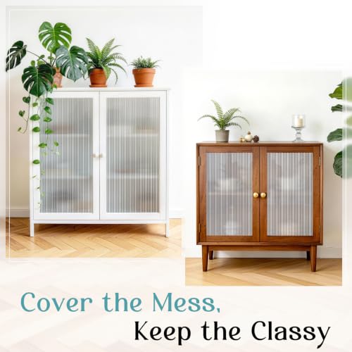 Reeded Glass Privacy Film - Frosted Static Cling Window Film, 17.5" x 78.7", UV Blocking for Home & Office