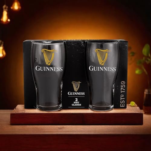 20oz Guinness Tulip Pint Glasses – Set of 2 Official Irish Pub Beer Glassware
