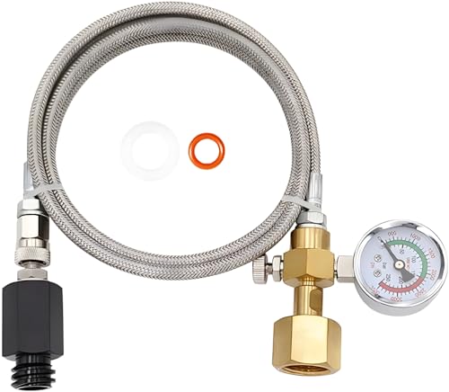 60-Inch CO2 Soda Maker Adapter Hose with Pressure Gauge for CGA320 Tanks