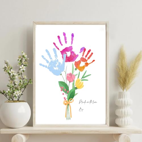 Physkoa Art Deco Handprint Flower Craft Kit with Frame - Mom Grandma Gift