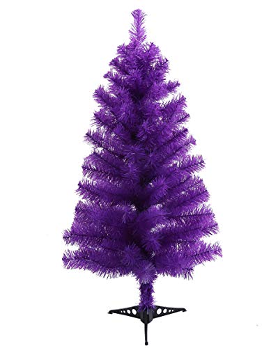 S_SSOY 3ft Purple Unlit Artificial Christmas Tree with PVC Stand - Home & Office Decor