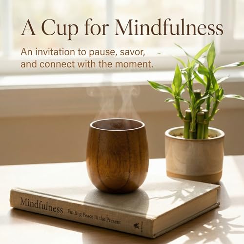 Hiceeden 6 Pack Wooden Japanese Tea Cups 5oz Natural Jujube Wood Handcrafted Drinkware