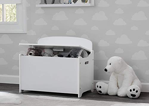 Deluxe Wooden Toy Box with Slow-Closing Safety Lid, Bianca White