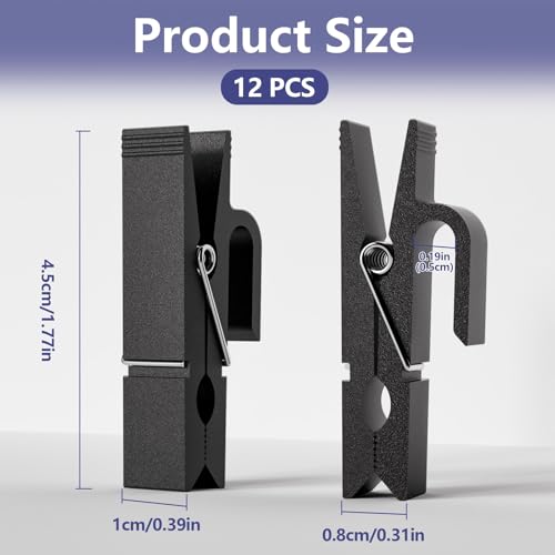 12-Piece Grid Wall Hooks for Metal Display Panels - Black Aluminum Clips