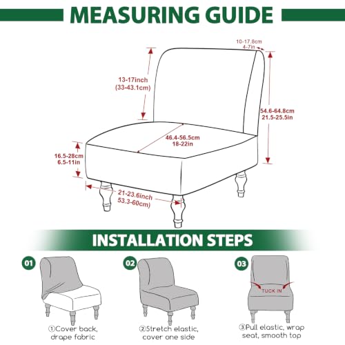 Stretch Jacquard Armless Accent Chair Cover - Dark Green