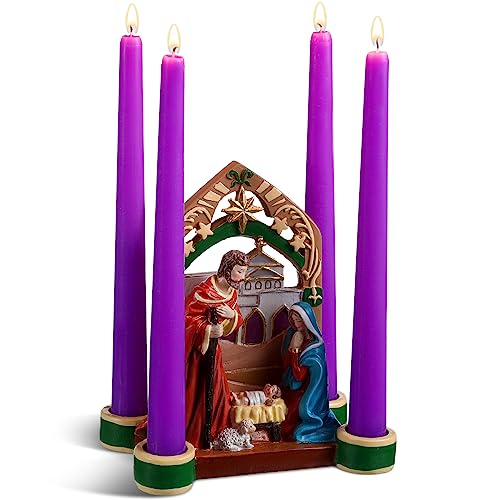 Holy Family Nativity Scene Advent Candle Holder for Christmas Decor
