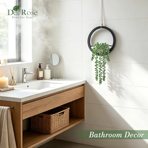2-Pack Artificial Hanging Succulent Plants in Black Pots, 16-Inch Faux Decor